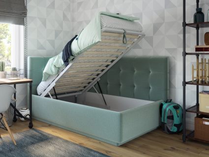 Кровать Nuvola Sabina угловая Velutto 22 (с подъемным механизмом) 120х190