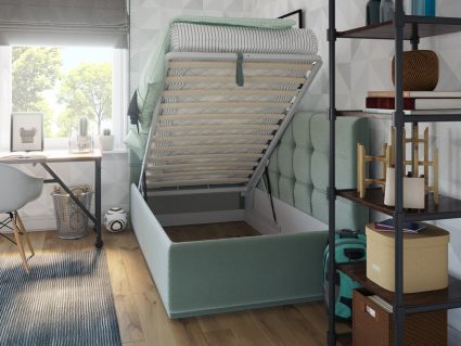 Кровать Nuvola Sabina угловая Velutto 22 (с подъемным механизмом) 120х190